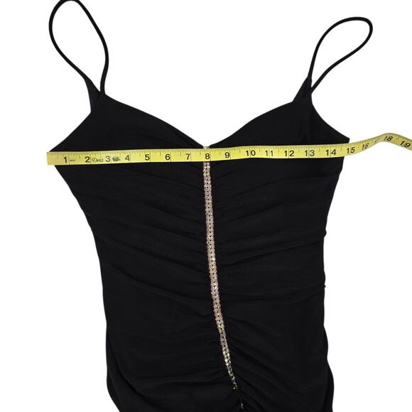 Vintage Y2K Scott MccClintock Black Ruffle Gathered Maxi Dress Size 8 - Picture 4 of 7